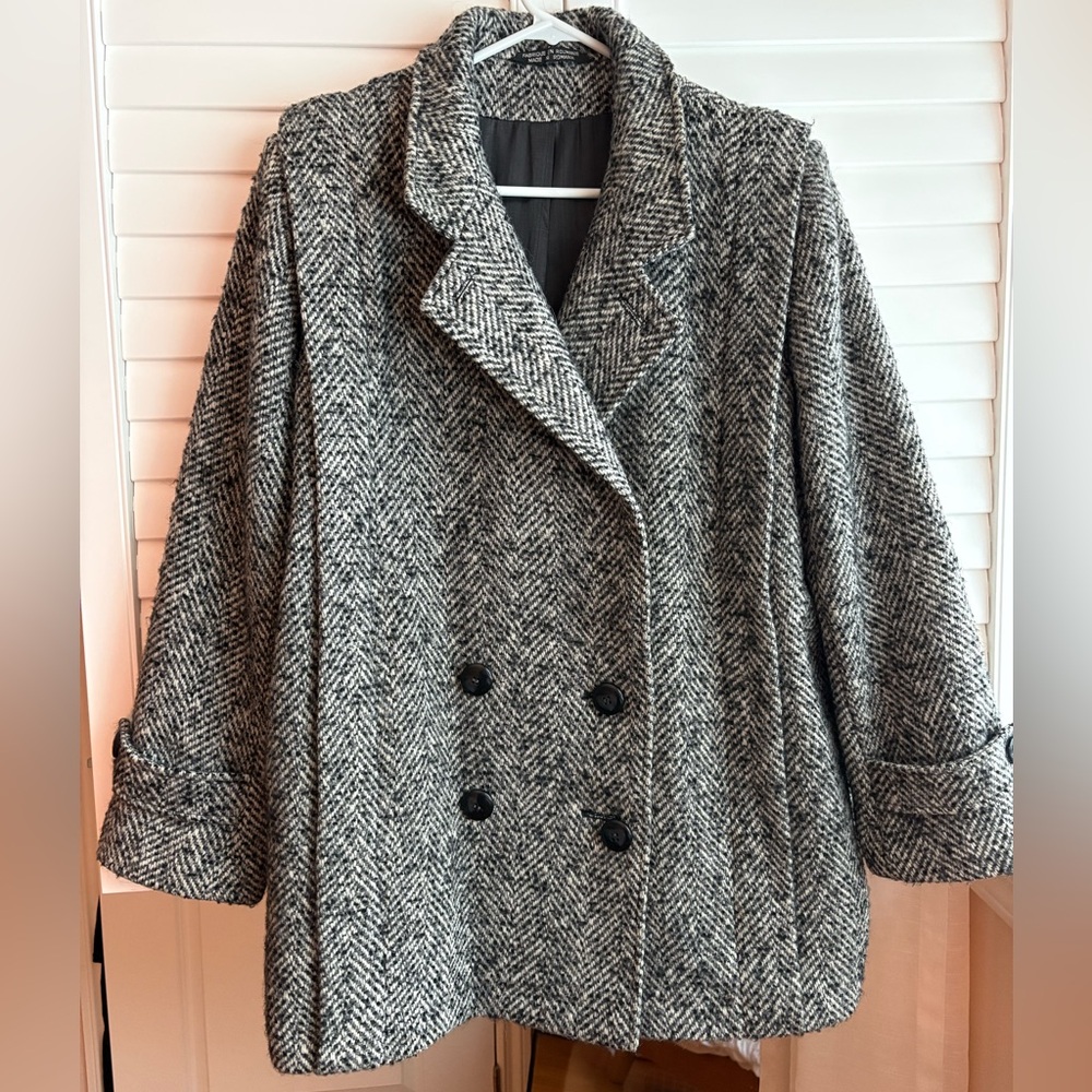 Vintage Wool Blend Double Breasted Coat – Oversized Boxy Fit